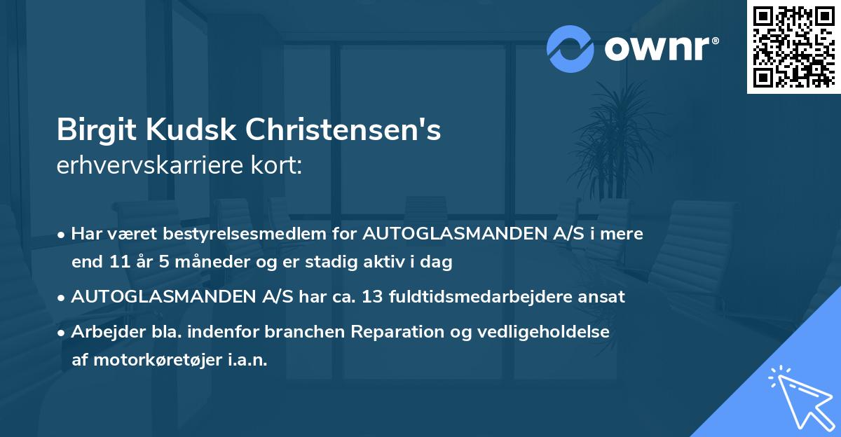 Birgit Kudsk Christensen's erhvervskarriere kort