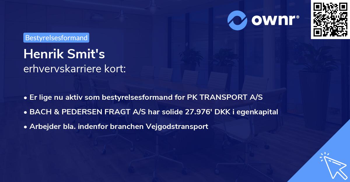 Henrik Smit's erhvervskarriere kort