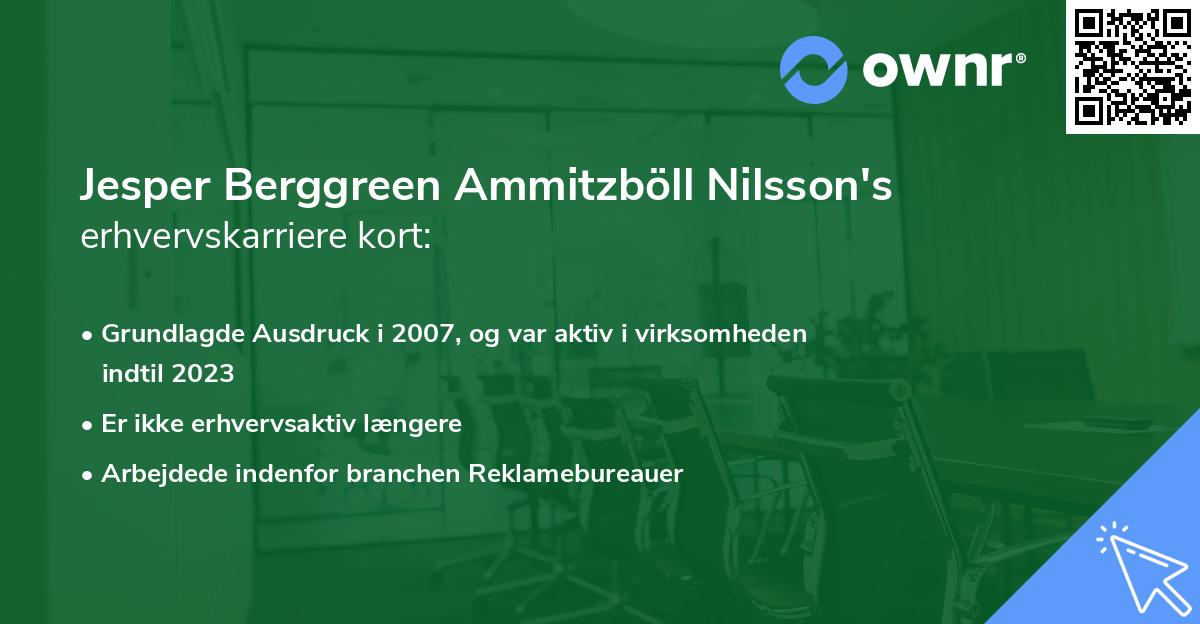 Jesper Berggreen Ammitzböll Nilsson's erhvervskarriere kort