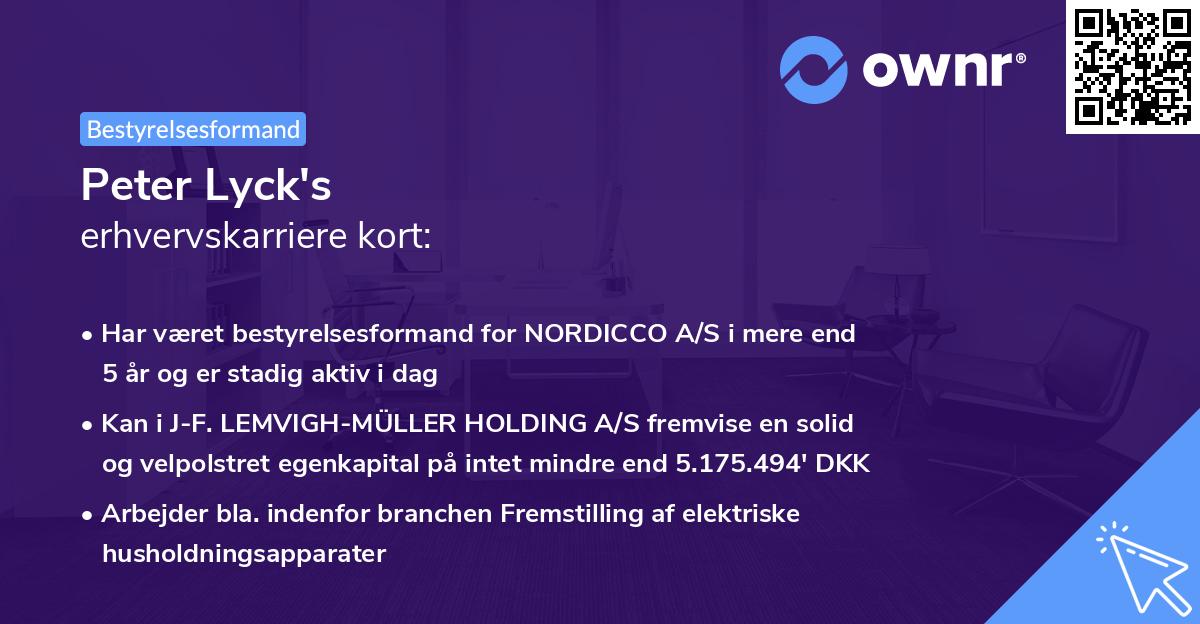 Peter Lyck's erhvervskarriere kort