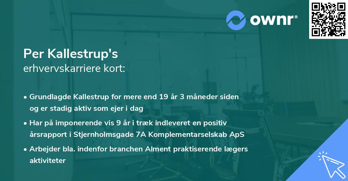 Per Kallestrup's erhvervskarriere kort