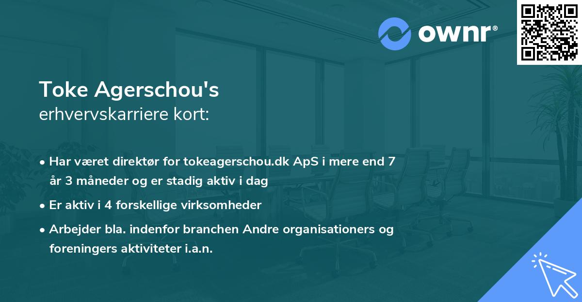 Toke Agerschou's erhvervskarriere kort
