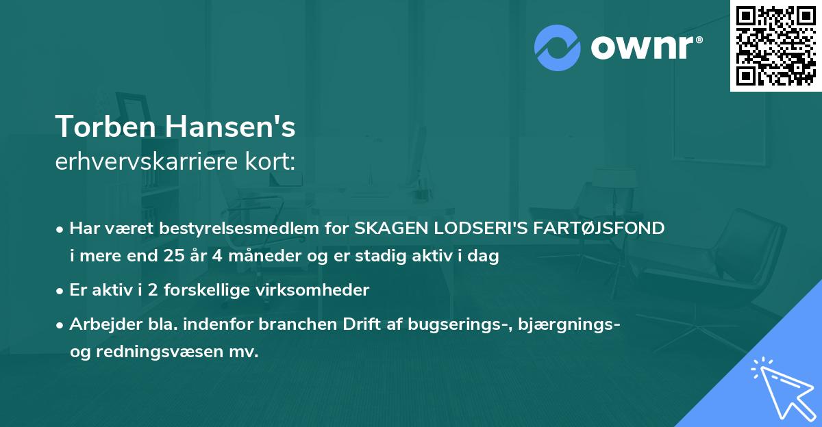 Torben Hansen's erhvervskarriere kort