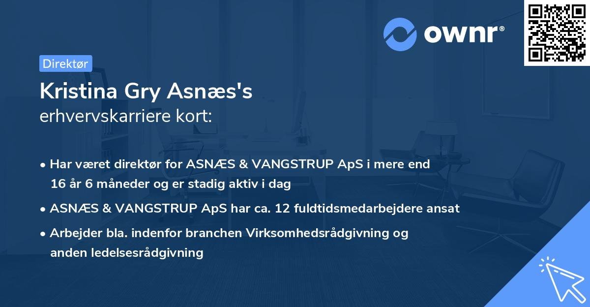 Kristina Gry Asnæs's erhvervskarriere kort