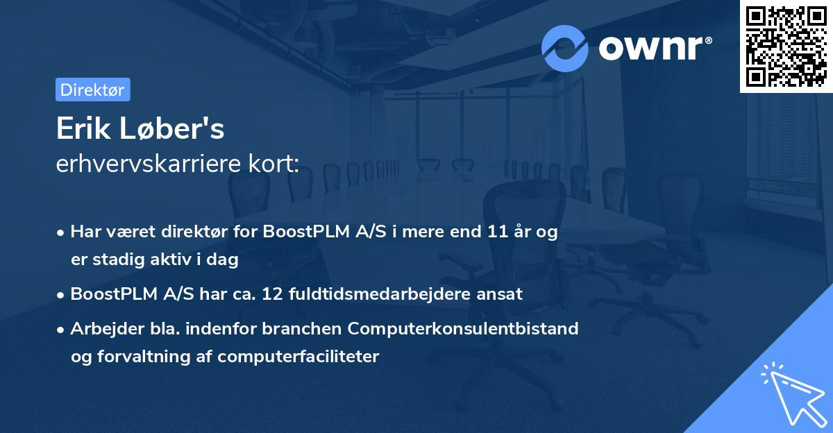 Erik Løber's erhvervskarriere kort