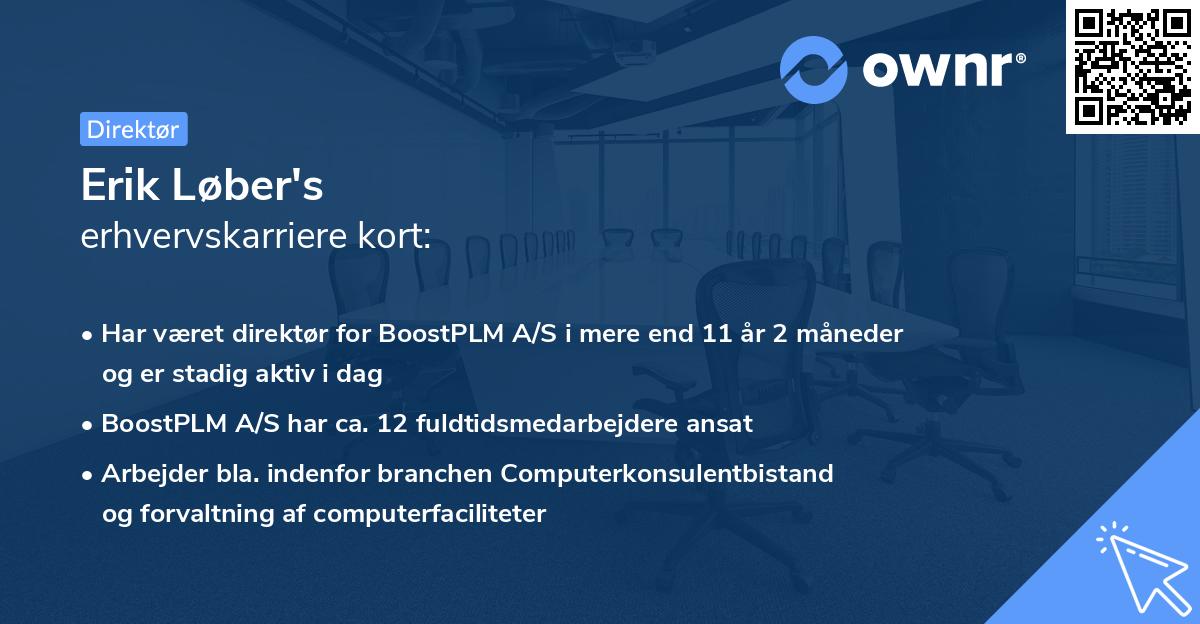 Erik Løber's erhvervskarriere kort