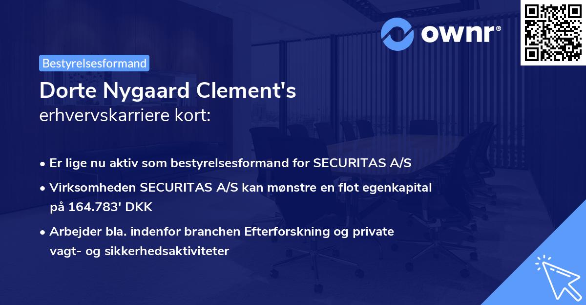 Dorte Nygaard Clement's erhvervskarriere kort
