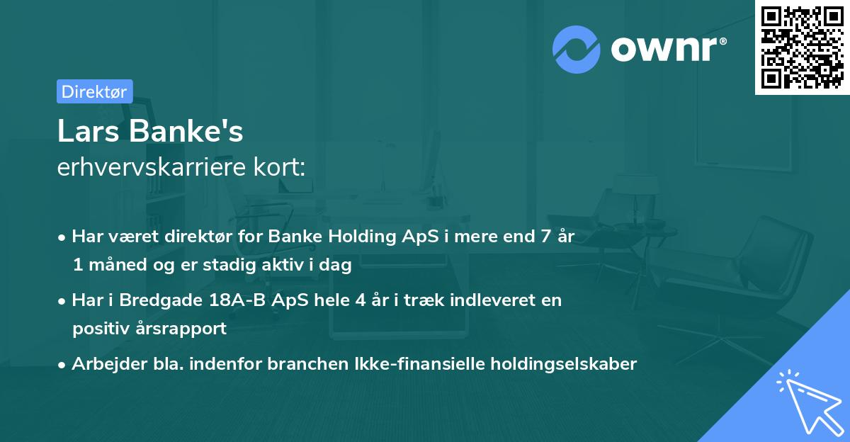 Lars Banke's erhvervskarriere kort