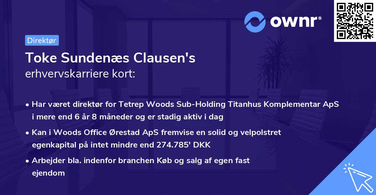 Toke Sundenæs Clausen's erhvervskarriere kort