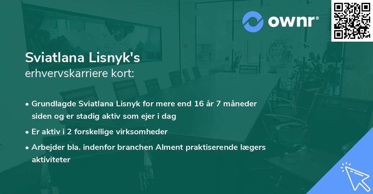 Sviatlana Lisnyk's erhvervskarriere kort