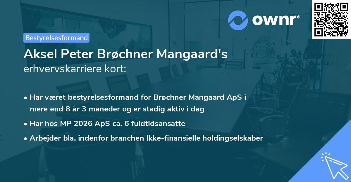 Aksel Peter Brøchner Mangaard's erhvervskarriere kort