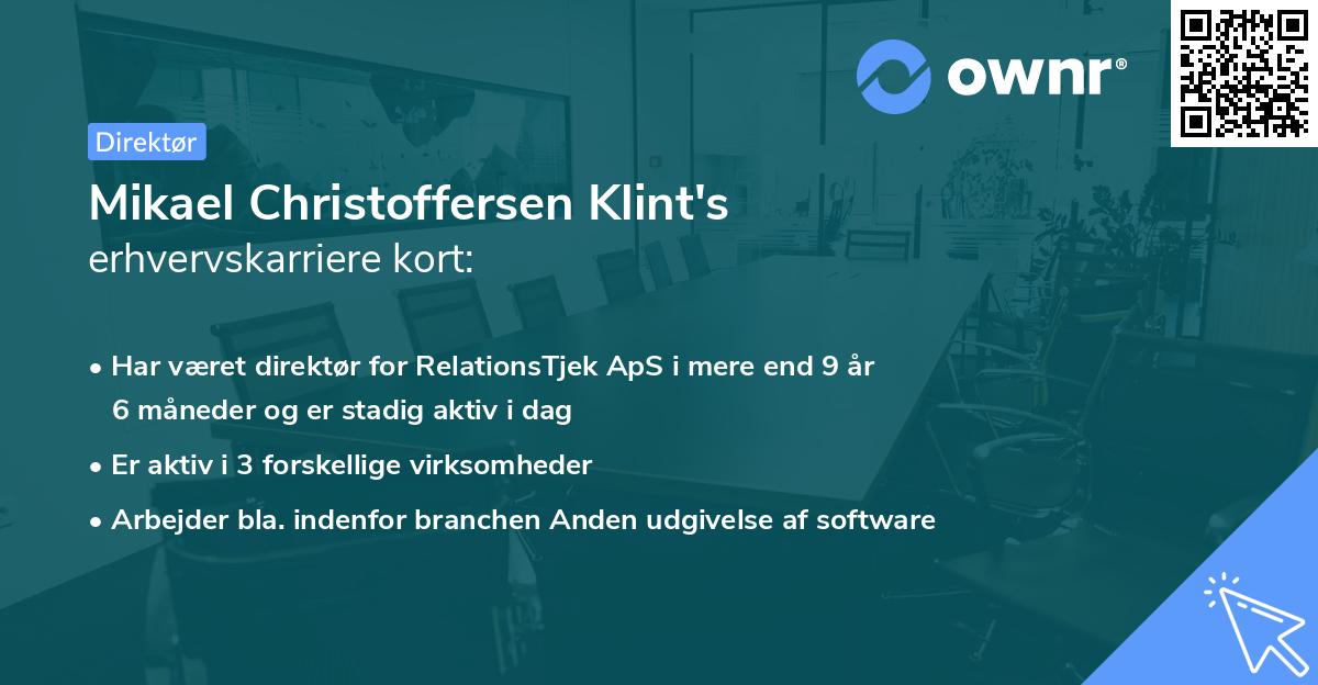 Mikael Christoffersen Klint's erhvervskarriere kort