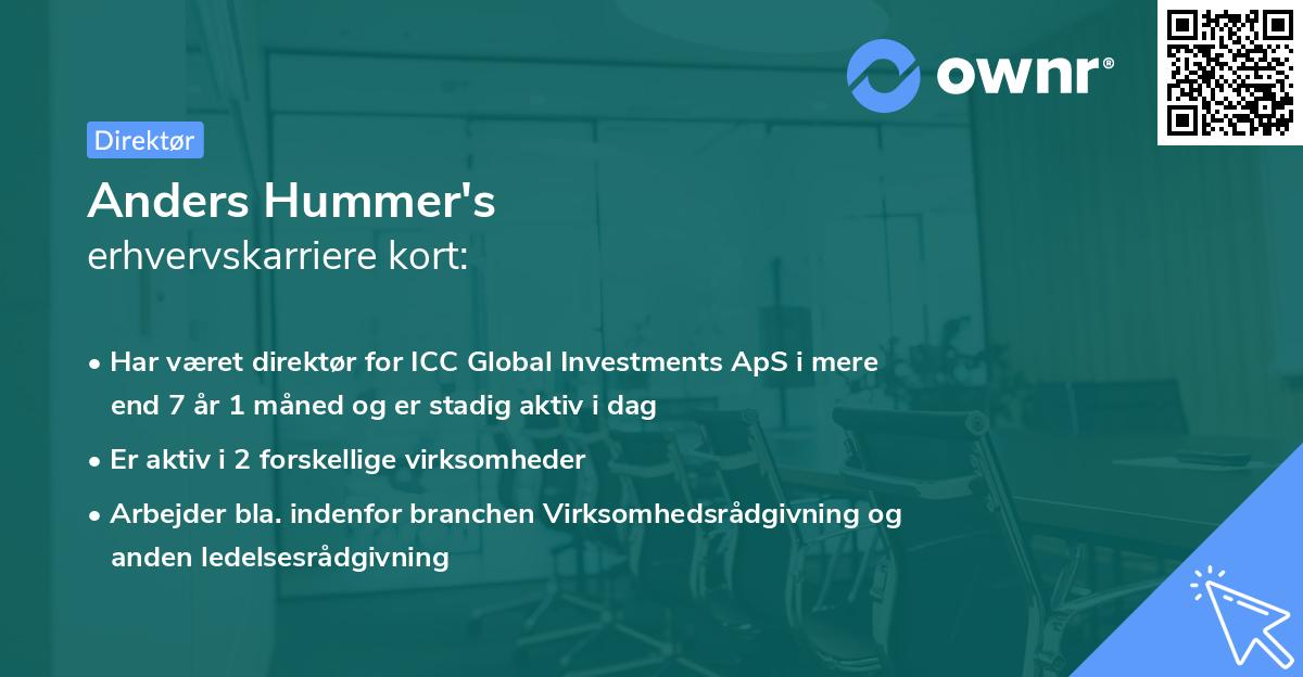 Anders Hummer's erhvervskarriere kort
