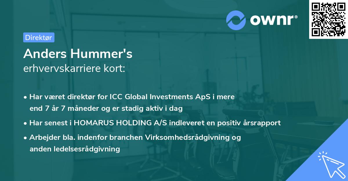 Anders Hummer's erhvervskarriere kort