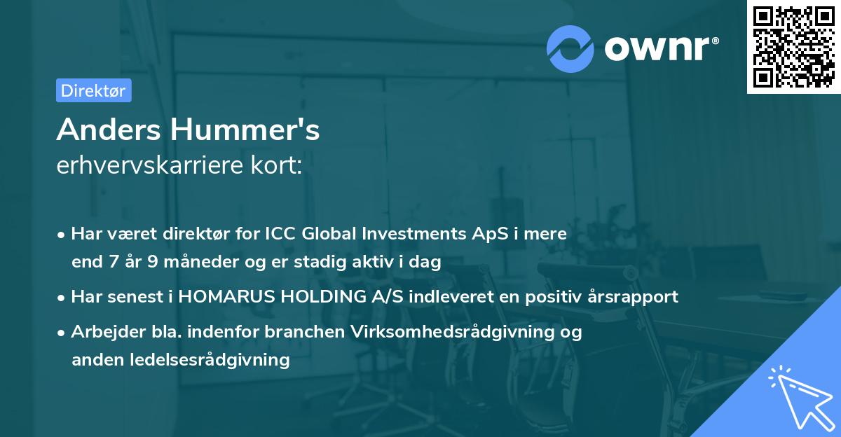 Anders Hummer's erhvervskarriere kort