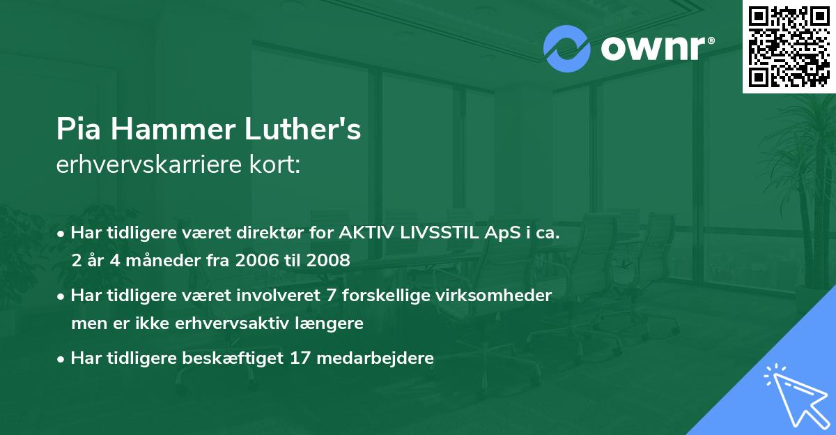 Pia Hammer Luther's erhvervskarriere kort