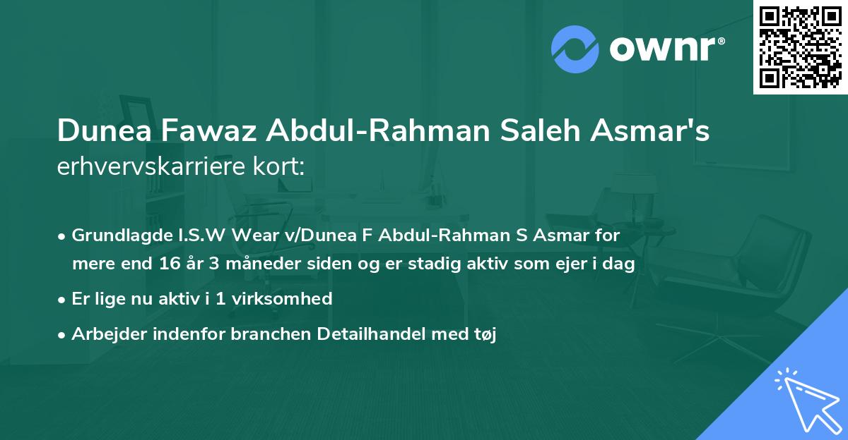 Dunea Fawaz Abdul-Rahman Saleh Asmar's erhvervskarriere kort