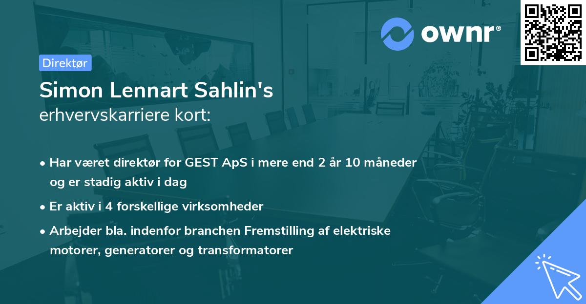Simon Lennart Sahlin's erhvervskarriere kort
