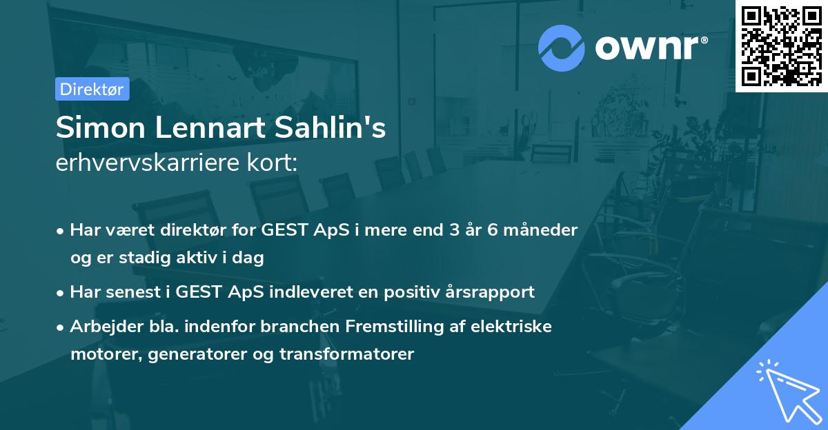 Simon Lennart Sahlin's erhvervskarriere kort