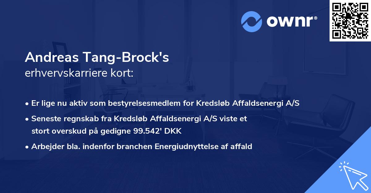 Andreas Tang-Brock's erhvervskarriere kort