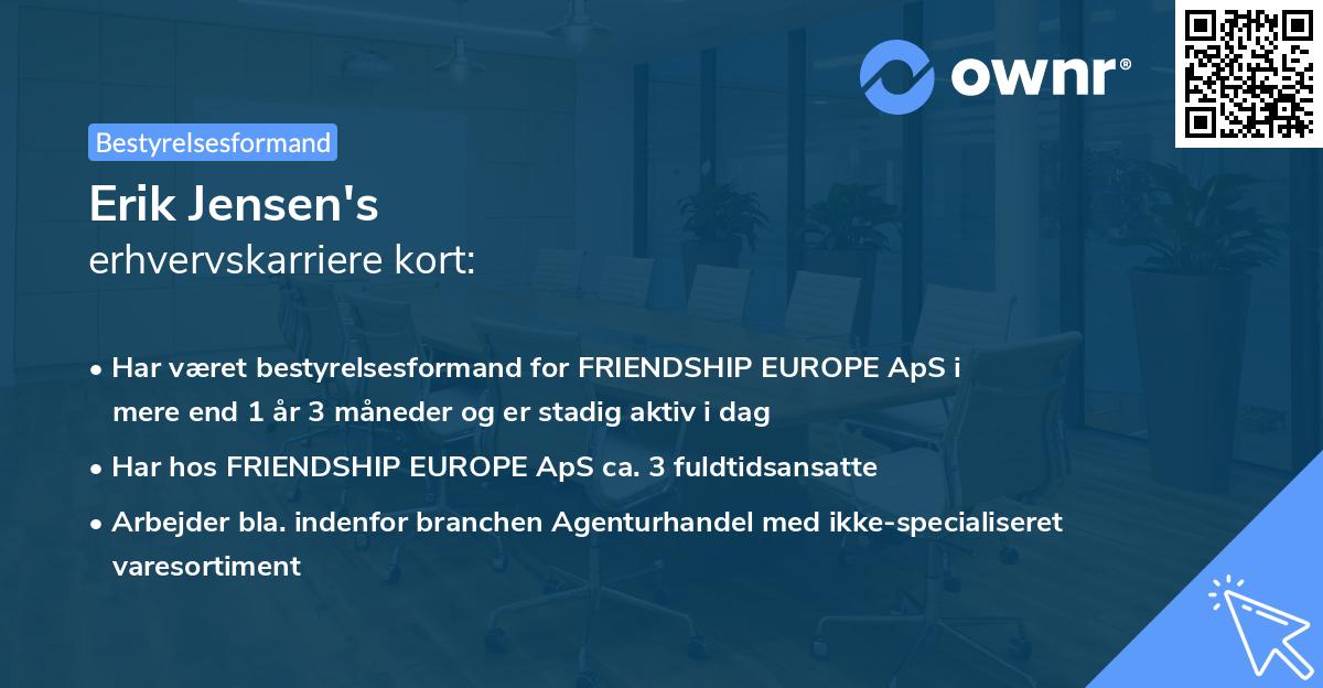Erik Jensen's erhvervskarriere kort