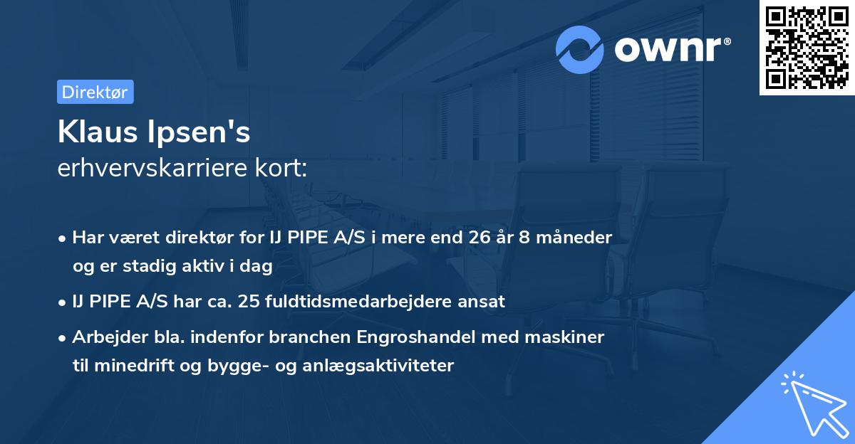 Klaus Ipsen's erhvervskarriere kort