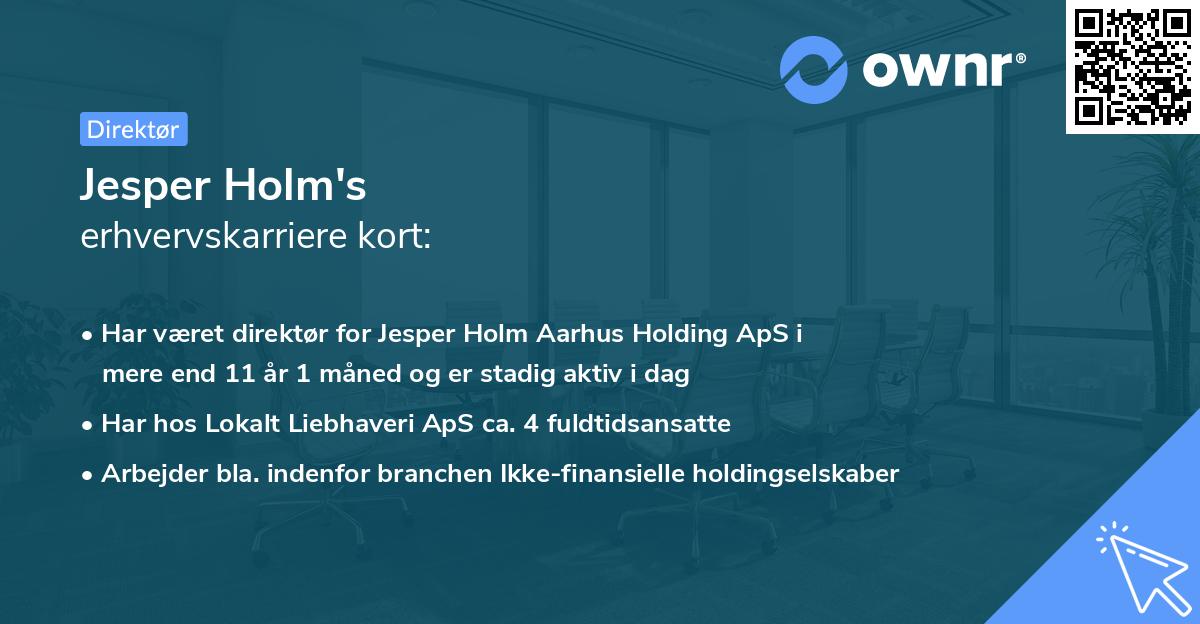 Jesper Holm's erhvervskarriere kort