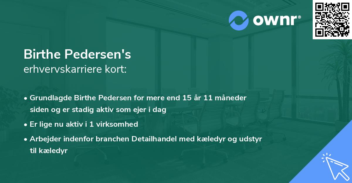 Birthe Pedersen's erhvervskarriere kort