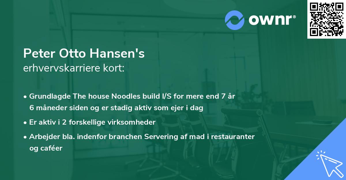 Peter Otto Hansen's erhvervskarriere kort