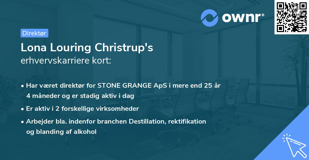 Lona Louring Christrup's erhvervskarriere kort