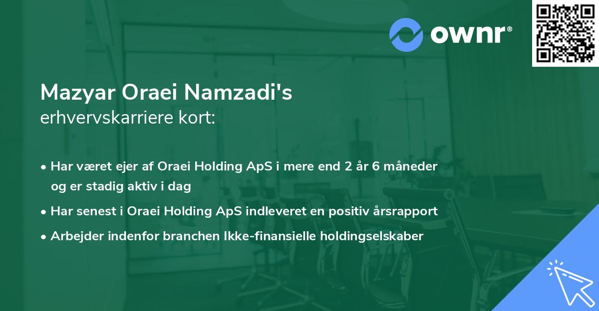 Mazyar Oraei Namzadi's erhvervskarriere kort