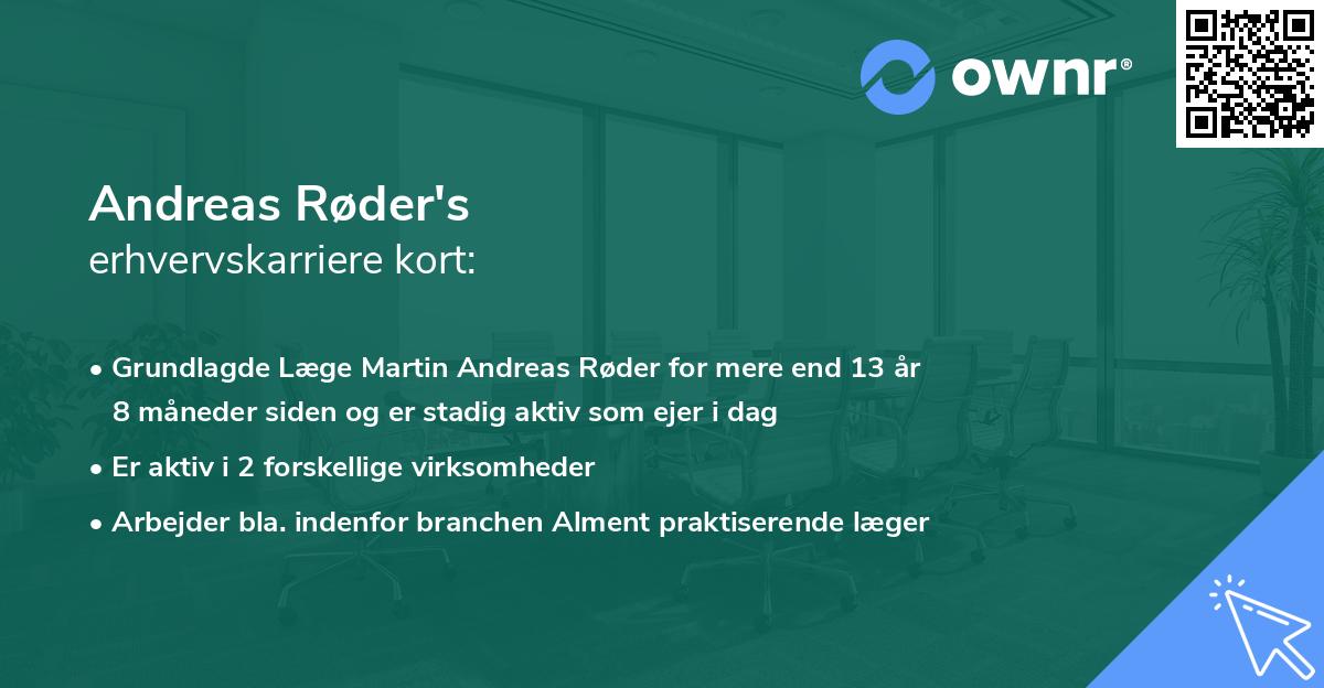 Andreas Røder's erhvervskarriere kort