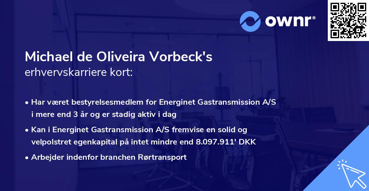 Michael de Oliveira Vorbeck's erhvervskarriere kort