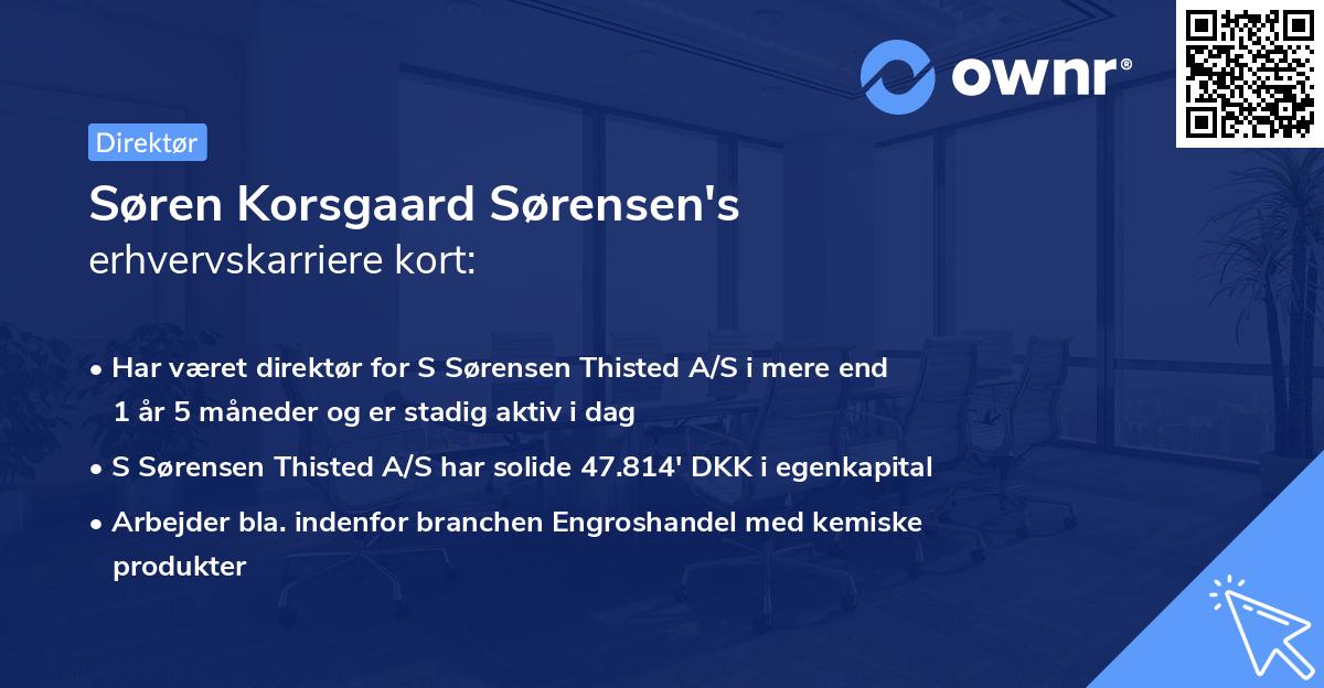 Søren Korsgaard Sørensen's erhvervskarriere kort