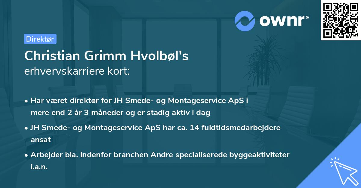Christian Grimm Hvolbøl's erhvervskarriere kort