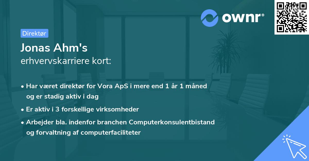 Jonas Ahm's erhvervskarriere kort