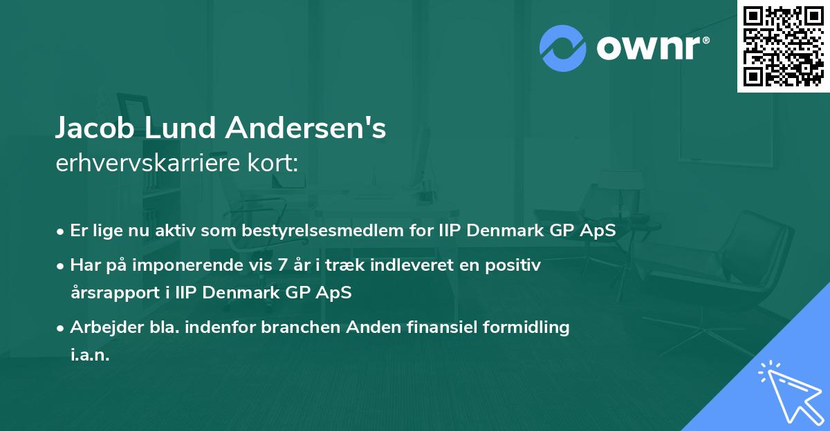 Jacob Lund Andersen's erhvervskarriere kort