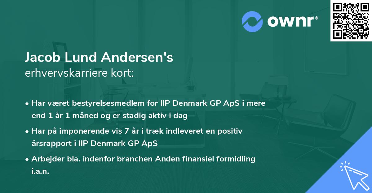 Jacob Lund Andersen's erhvervskarriere kort