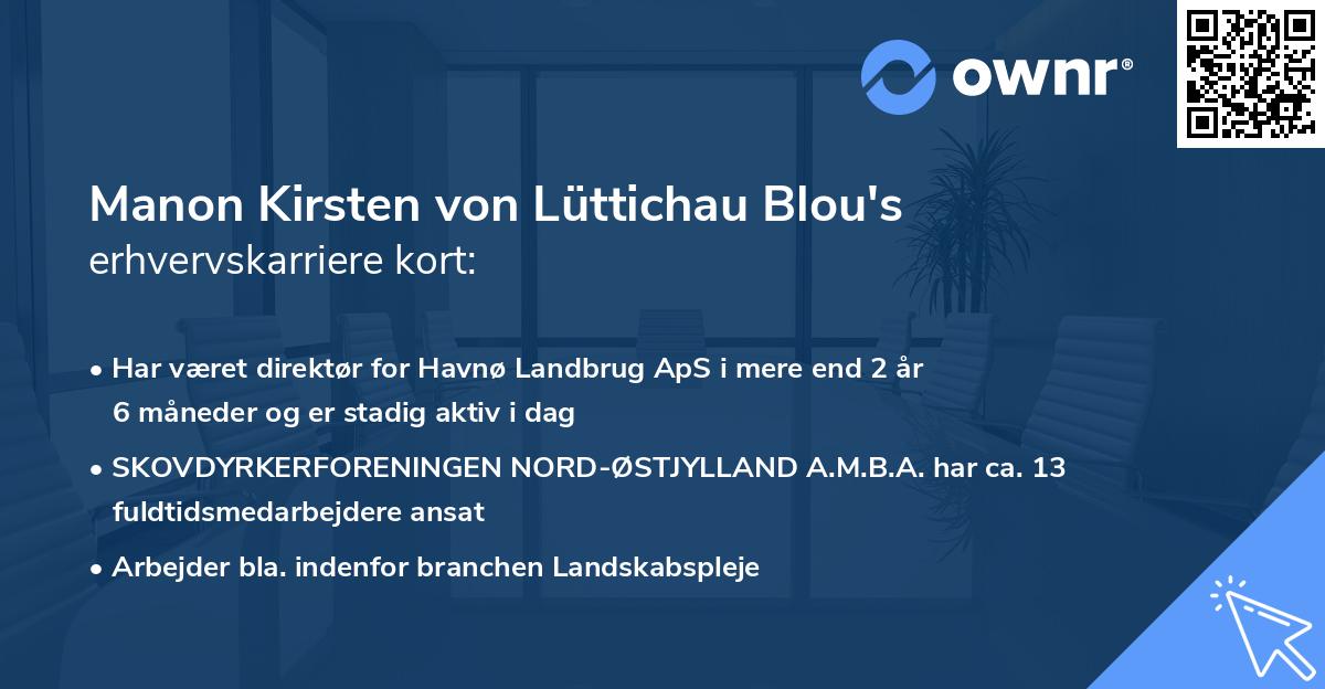 Manon Kirsten von Lüttichau Blou's erhvervskarriere kort