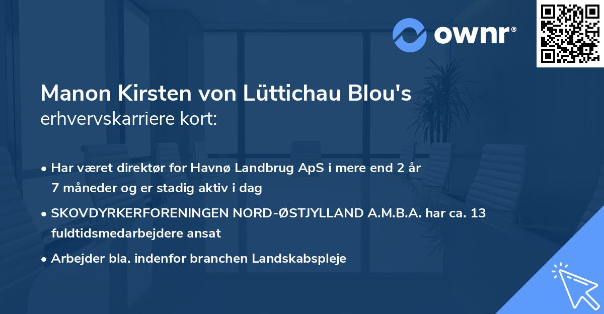 Manon Kirsten von Lüttichau Blou's erhvervskarriere kort