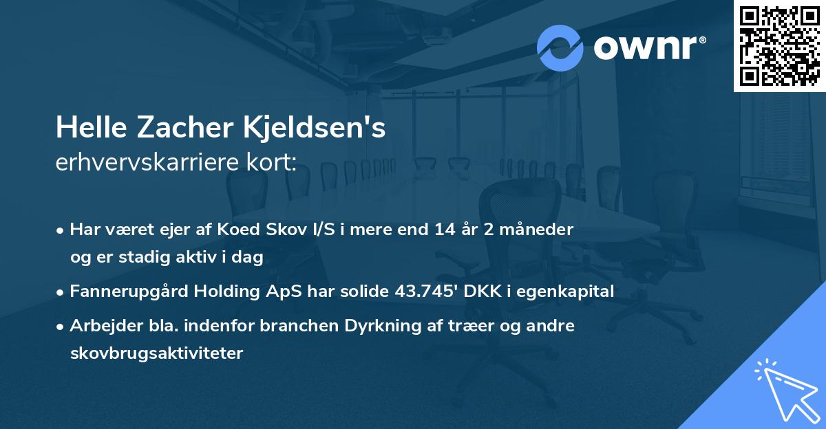 Helle Zacher Kjeldsen's erhvervskarriere kort