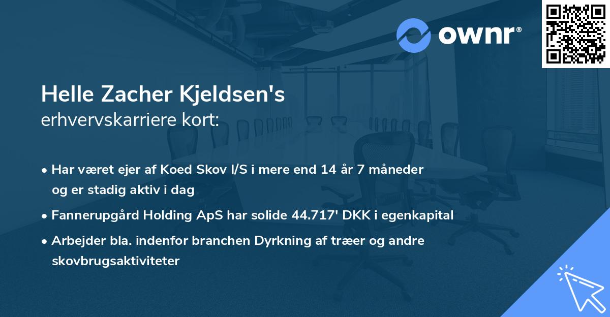Helle Zacher Kjeldsen's erhvervskarriere kort
