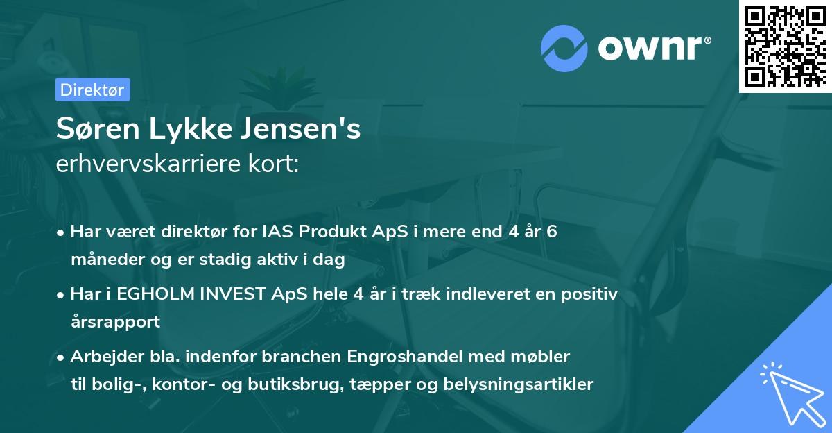 Søren Lykke Jensen's erhvervskarriere kort