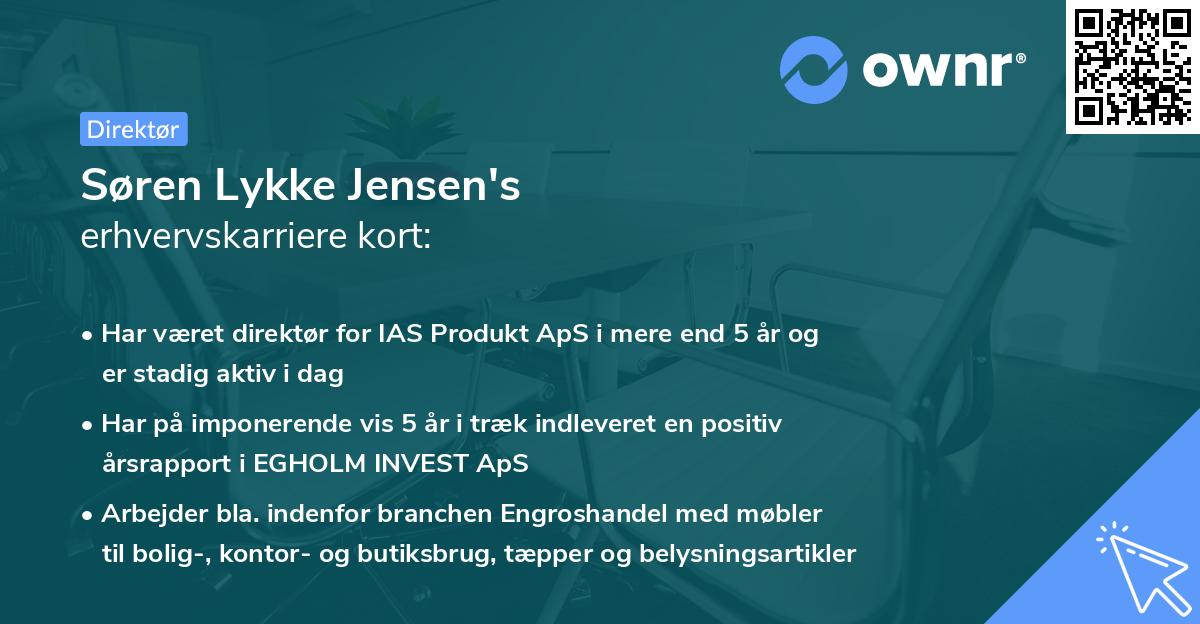 Søren Lykke Jensen's erhvervskarriere kort