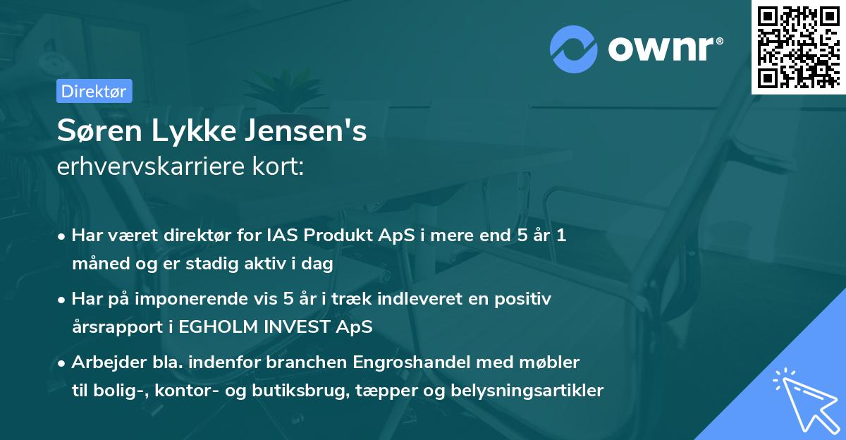 Søren Lykke Jensen's erhvervskarriere kort