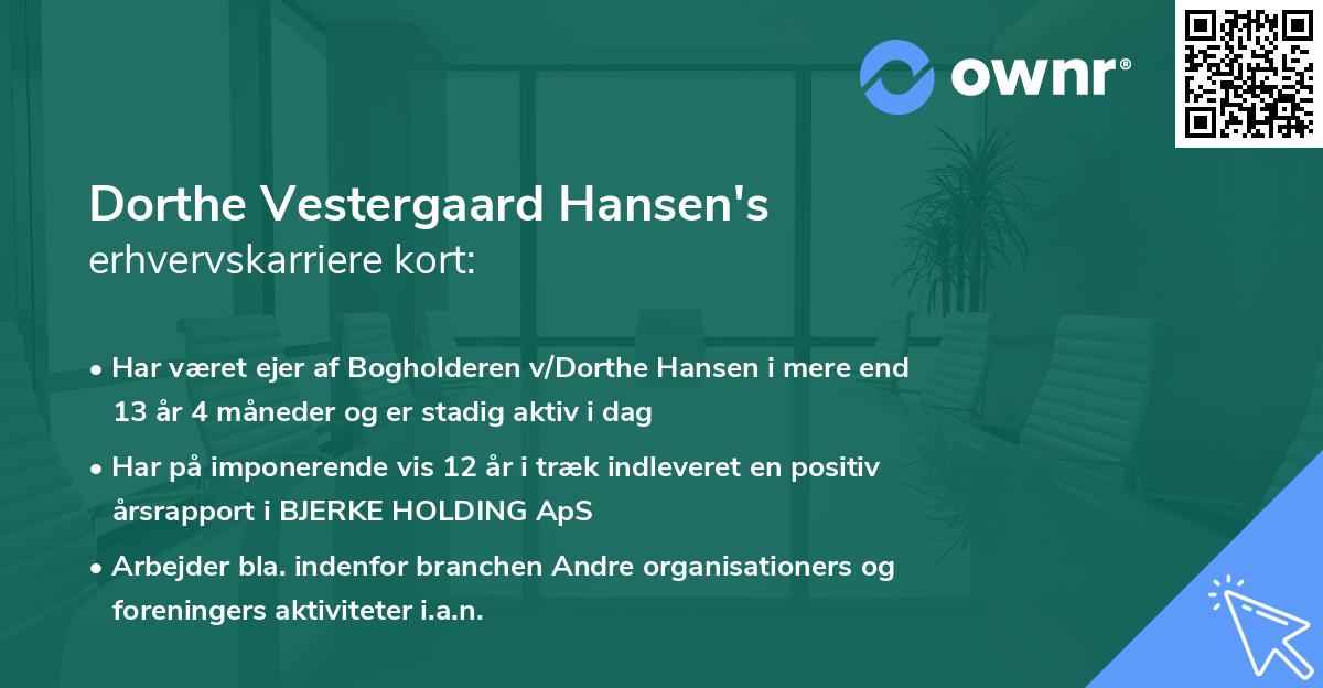 Dorthe Vestergaard Hansen's erhvervskarriere kort