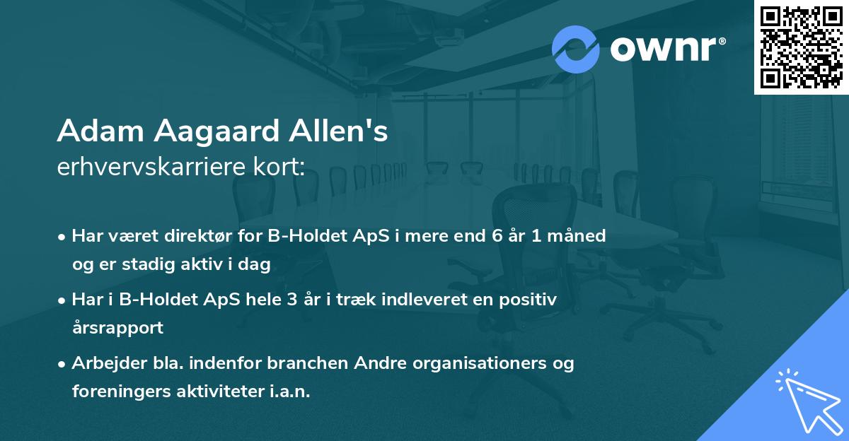 Adam Aagaard Allen's erhvervskarriere kort