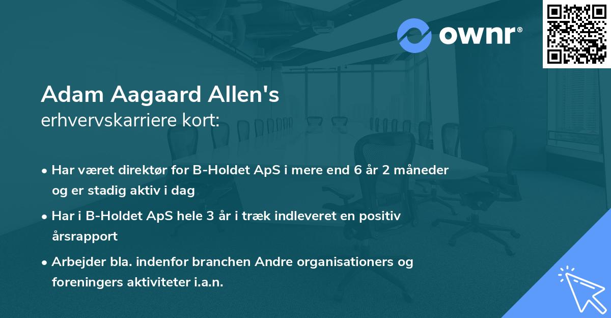 Adam Aagaard Allen's erhvervskarriere kort