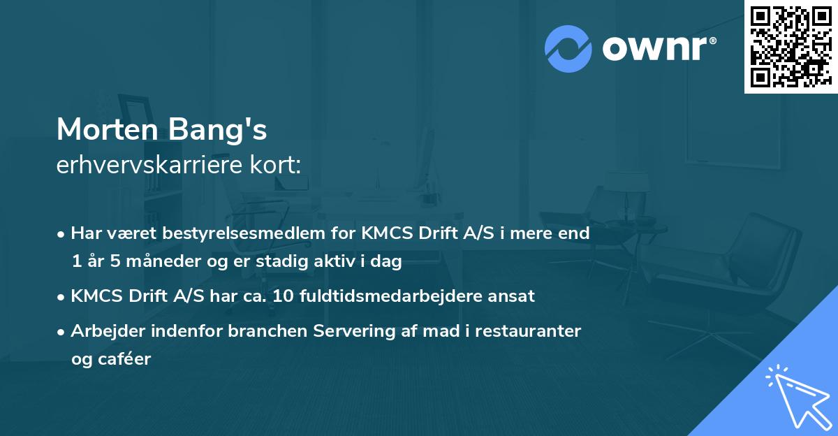 Morten Bang's erhvervskarriere kort
