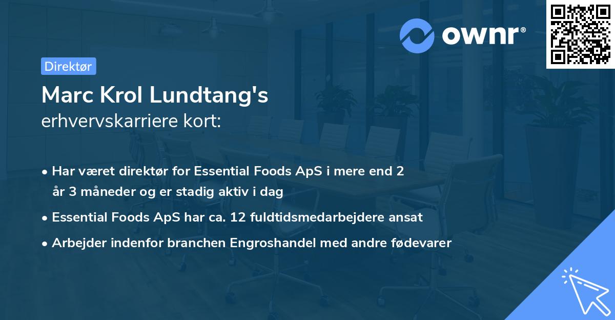 Marc Krol Lundtang's erhvervskarriere kort